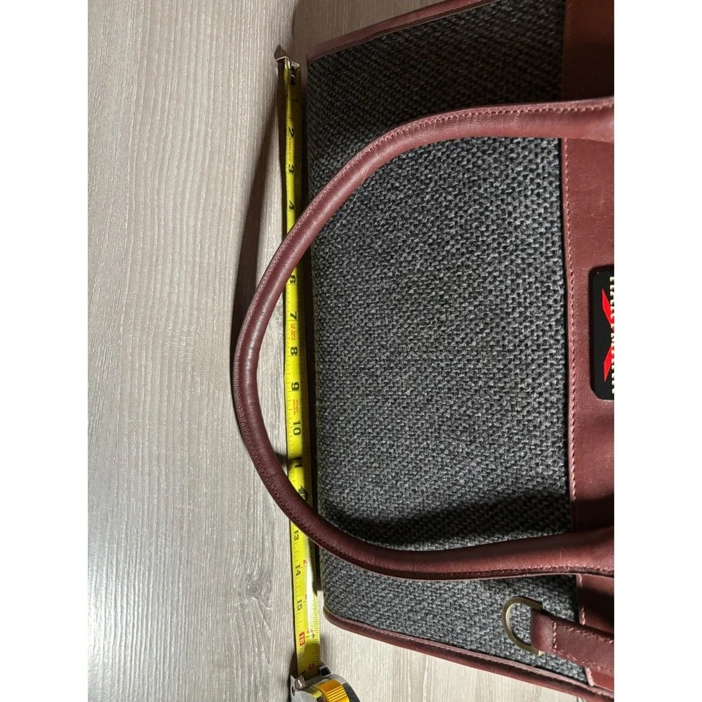 Hartmann Tweed Leather Satchel Handbag Burgundy Charcoal Gray Vintage Travel Bag